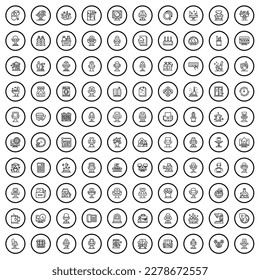 100 home icons set. Outline illustration of 100 home icons vector set isolated on white background