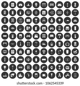 100 home icons set in simple style white on black circle color isolated on white background vector illustration