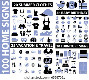 100 home signs. vector