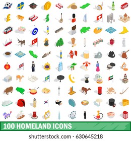 100 homeland icons set in isometric 3d style for any design vector illustration