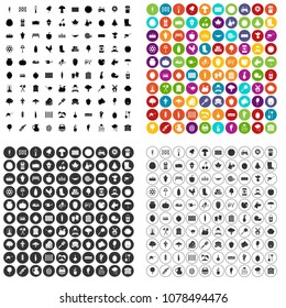 100 homestead farming icons set vector in 4 variant for any web design isolated on white
