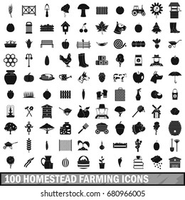 100 homestead farming icons set in simple style for any design vector illustration