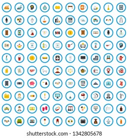 100 hotel business icons set in flat style for any design vector illustration
