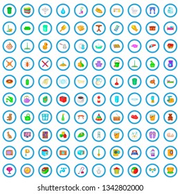 100 house cleaning icons set in cartoon style for any design vector illustration
