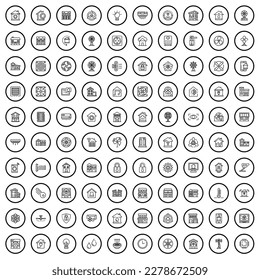 100 house icons set. Outline illustration of 100 house icons vector set isolated on white background