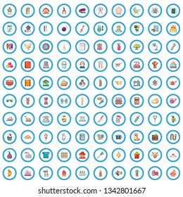 100 house work icons set. Cartoon illustration of 100 house work vector icons isolated on white background