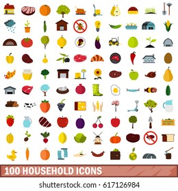 100 household icons set in flat style for any design vector illustration