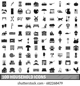 100 household icons set in simple style for any design vector illustration