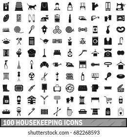 100 housekeeping icons set in simple style for any design vector illustration