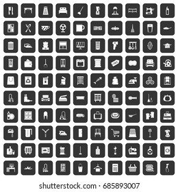 100 housework icons set in black color isolated vector illustration