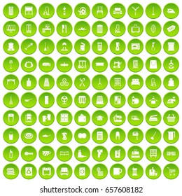 100 housework icons set green circle isolated on white background vector illustration