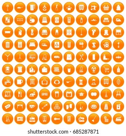 100 housework icons set orange