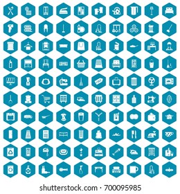 100 housework icons set in sapphirine hexagon isolated vector illustration