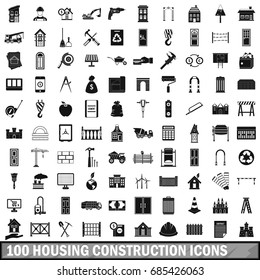 100 housing construction icons set in simple style for any design vector illustration