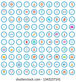 100 human health icons set in cartoon style for any design vector illustration