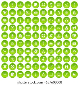 100 human health icons set green circle isolated on white background vector illustration