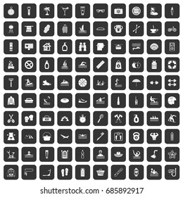 100 human health icons set in black color isolated vector illustration