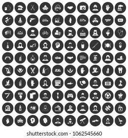 100 human resources icons set in simple style white on black circle color isolated on white background vector illustration
