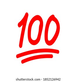 100 hundred emoticon vector icon. 100 emoji score sticker eps 10