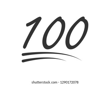 100 - hundert Zahlen Vektorsymbol. Symbol einzeln auf weißem Hintergrund.