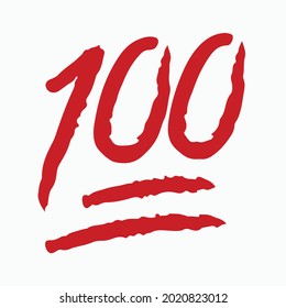 100 Hundred Point Text Vector Icon Template Red Brush Color For Social Media Instagram Facebook Whatsapp Status Story Sale Offer Discount 