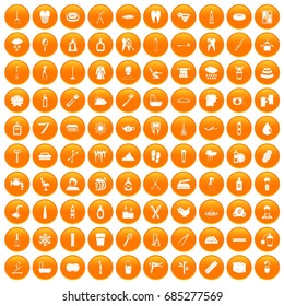 100 hygiene icons set orange