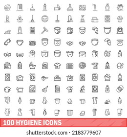 100 hygiene icons set. Outline illustration of 100 hygiene icons vector set isolated on white background