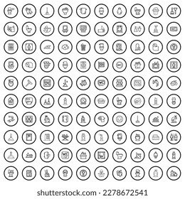 100 hygiene icons set. Outline illustration of 100 hygiene icons vector set isolated on white background