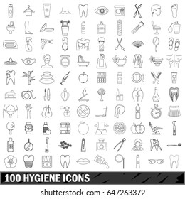 100 hygiene  icons set in outline style for any design vector illustration