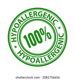 100% Hypoallergenic green badge isolated on white background