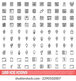 100 ice icons set. Outline illustration of 100 ice icons vector set isolated on white background