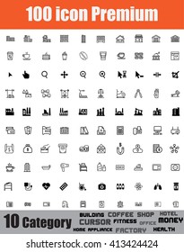 100 icon set premium on white background 