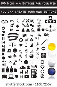 100 Icons + 4 Buttons for your web