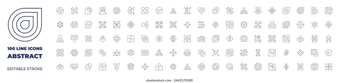 100 iconos Colección abstracta. Icono de línea fina. Trazo editable. Iconos abstractos para web y aplicación móvil.