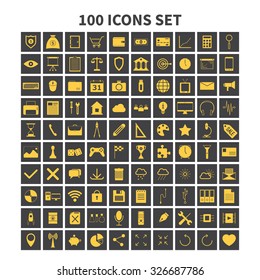 100 icons business, finance set, collection of modern design signs