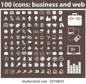 100 Symbole: Business und Web. Vektorgrafik