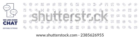 100 icons Chat collection. Thin line icon. Editable stroke. Chat icons for web and mobile app.
