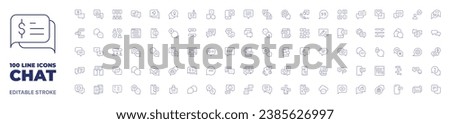 100 icons Chat collection. Thin line icon. Editable stroke. Chat icons for web and mobile app.