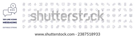 100 icons Messaging collection Thin line icon Editable stroke Messaging icons for web and mobile app.