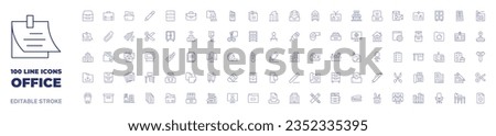 100 icons Office collection. Thin line icon. Editable stroke.