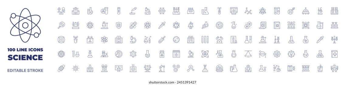 100 Icons Wissenschaft Kollektion. Dünne Linie Symbol. Bearbeitbarer Strich. Wissenschaft-Symbole für Web und mobile App 1