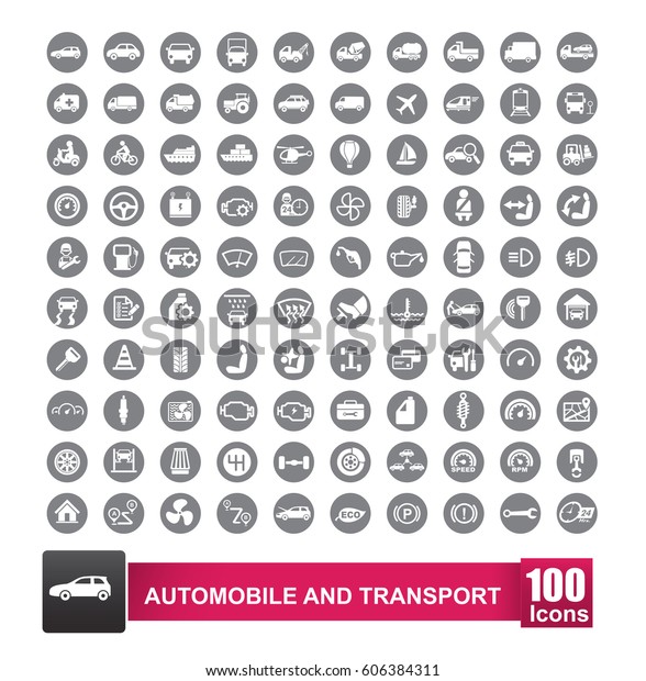 100 icons set of\
auto transport and logistic isolated on white background vector\
illustration eps 10