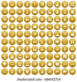 100 icons set gold