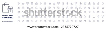 100 icons Shopping collection. Thin line icon. Editable stroke. Shopping icons for web and mobile app.