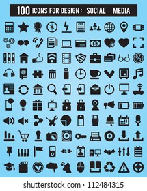 100 Icons For Web and Design Elements - social media vector icons