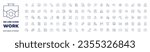 100 icons Work collection. Thin line icon. Editable stroke. Work icons for web and mobile app.