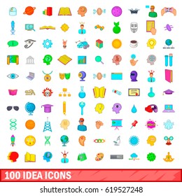 100 idea icons set in cartoon style for any design vector illustration