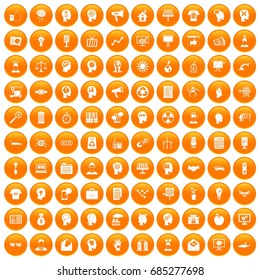 100 idea icons set orange
