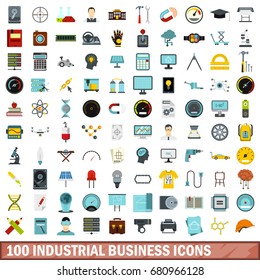 100 industrial business icons set in flat style for any design vector illustration