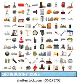 100 industry icons set in cartoon style for any design vector illustration